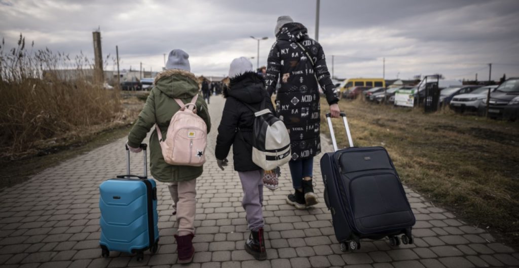 A family flees Ukraine