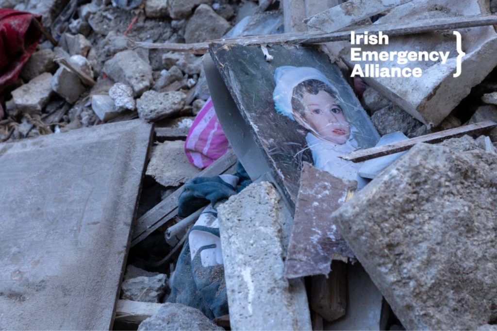 Rubble from the earthquake in Aleppo, Syria
