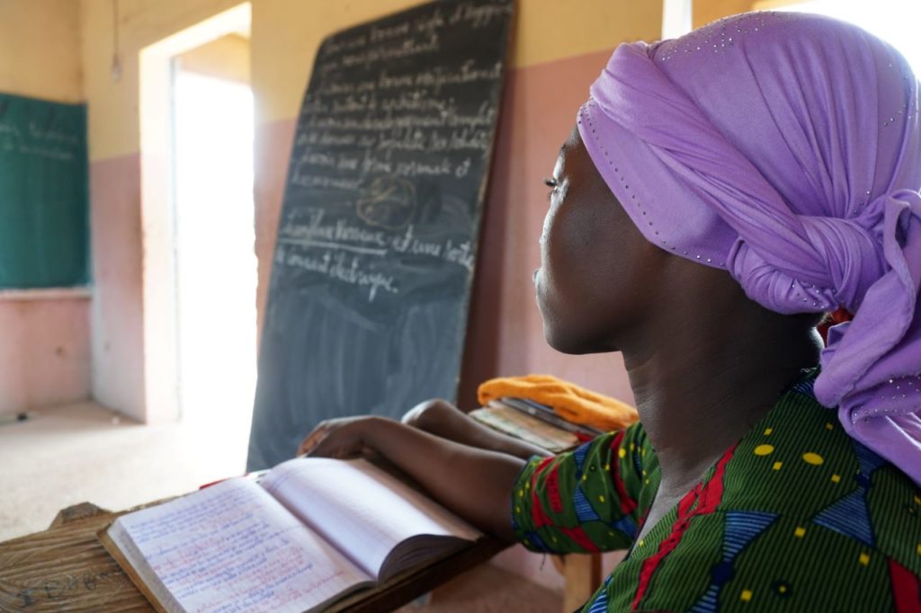 Mariam at school learning