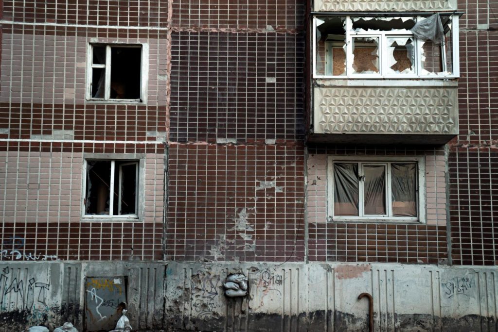 Destroyed apartment building