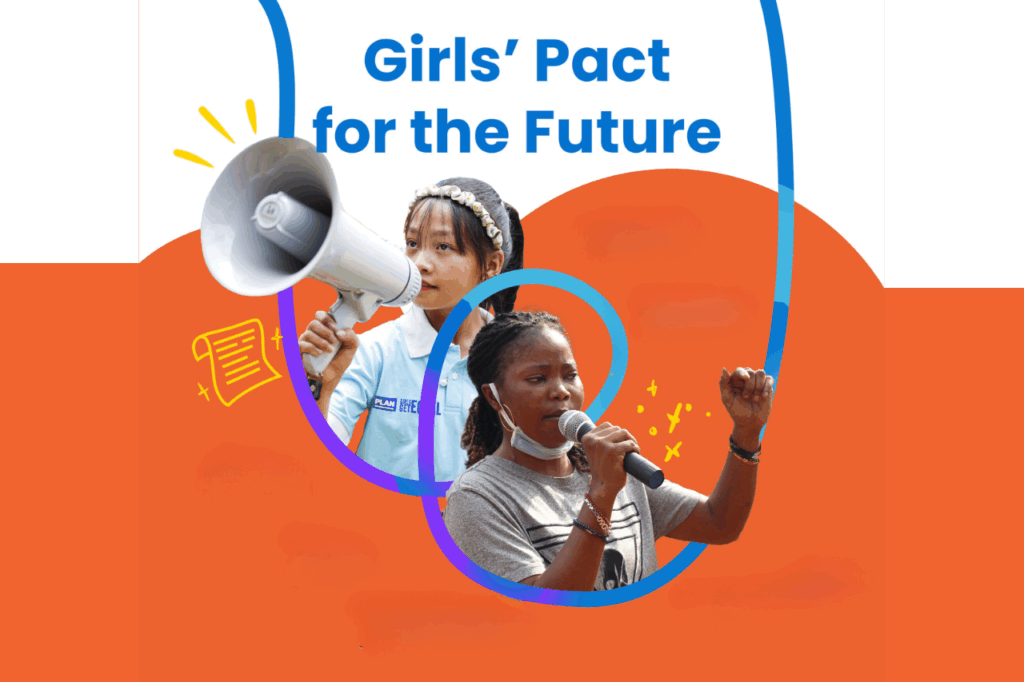 Girls with a microphone and a megaphone