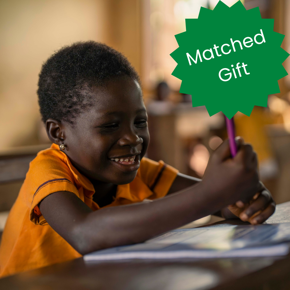 A girl learns at school